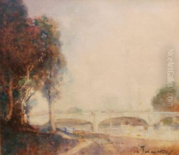 Bridge On The Yarra Oil Painting by Matthew James Macnally