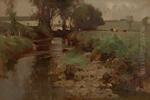 The Mill Lade Oil Painting by Robert Russell Macnee