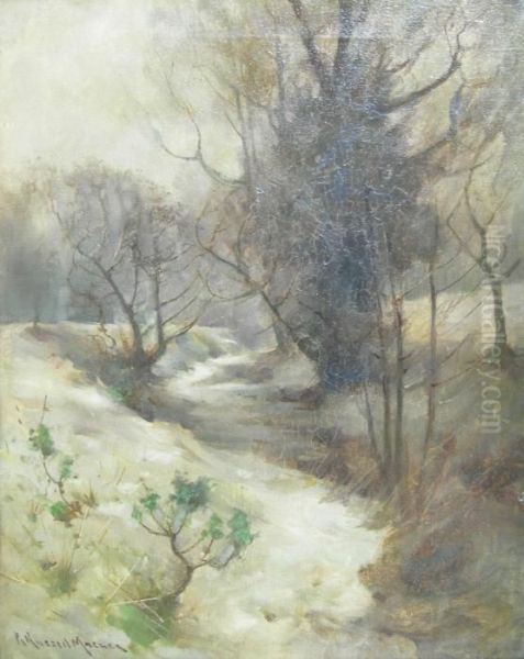 Snow-covered Brook Oil Painting by Robert Russell Macnee