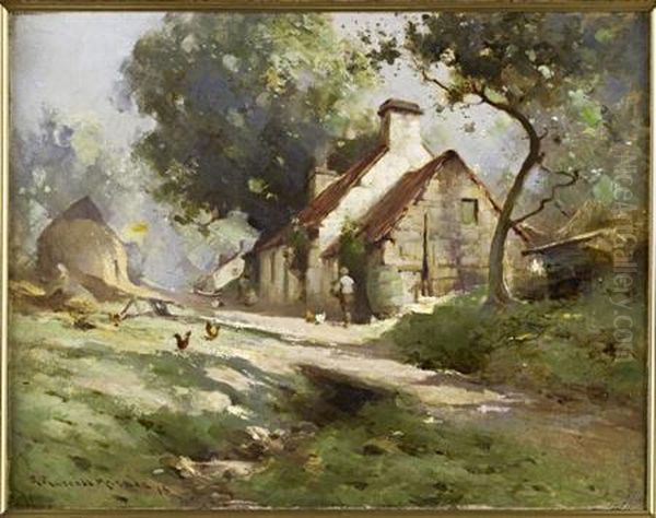 In The Farmyard Oil Painting by Robert Russell Macnee