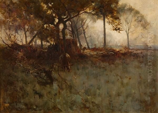 Wooded Pasture Oil Painting by Robert Russell Macnee