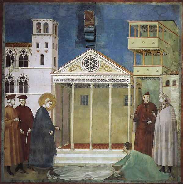 Legend of St Francis- 1. Homage of a Simple Man 1300 Oil Painting by Giotto Di Bondone