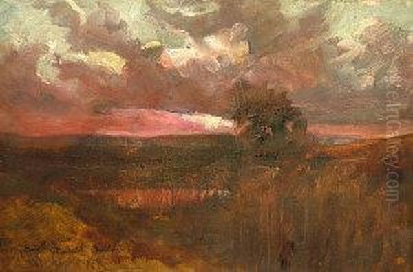 Skyscape At Dusk Oil Painting by Robert Russell Macnee