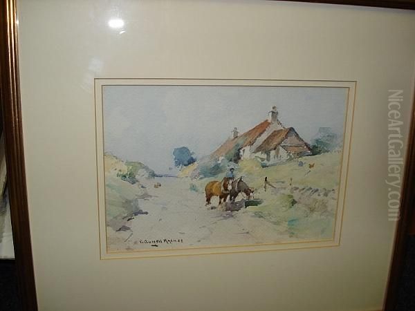 Watering The Horses Oil Painting by Robert Russell Macnee