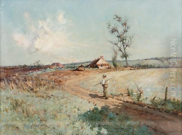 Near Pitlessie, Fife Oil Painting by Robert Russell Macnee