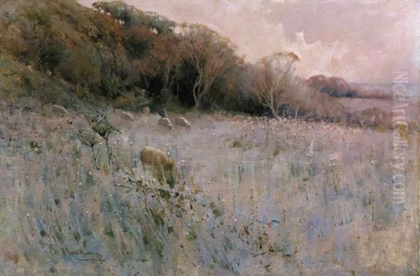 Edge Of The Meadow Oil Painting by Robert Russell Macnee