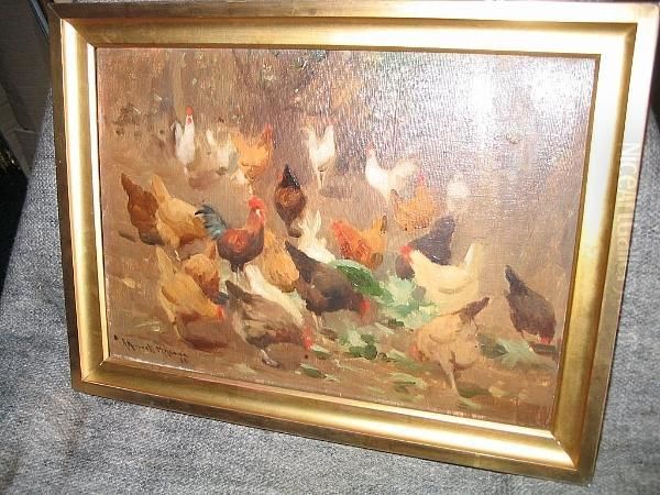 The Poultry Yard Oil Painting by Robert Russell Macnee