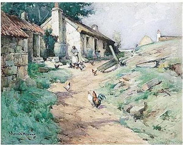 Feeding The Chickens by Robert Russell Macnee