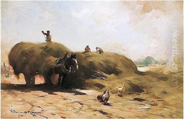 Harvesting Oil Painting by Robert Russell Macnee