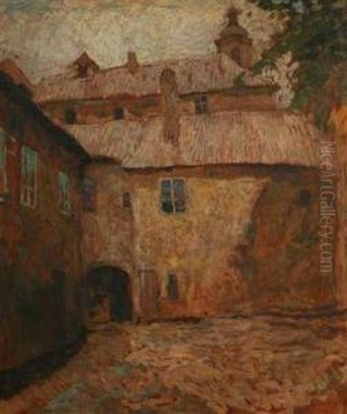 Stiller Winkel In Prag Oil Painting by Gustav Macoun