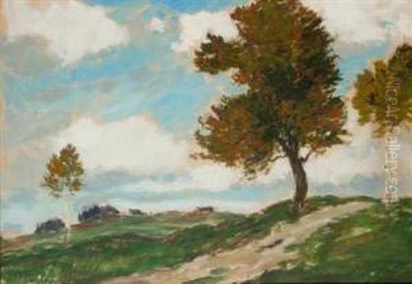 Landschaft Mit Baumen Oil Painting by Gustav Macoun