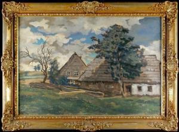 Landscape With Houses Oil Painting by Gustav Macoun