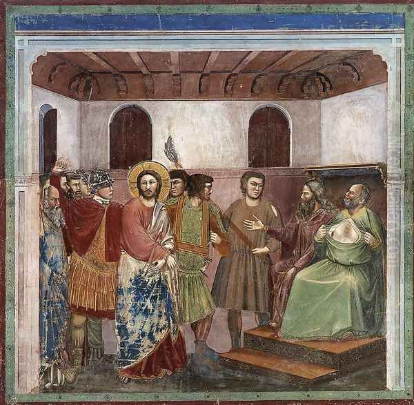 No. 32 Scenes from the Life of Christ- 16. Christ before Caiaphas 1304-06 Oil Painting by Giotto Di Bondone