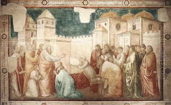 Scenes from the Life of St John the Evangelist- 2. Raising of Drusiana 1320 Oil Painting by Giotto Di Bondone