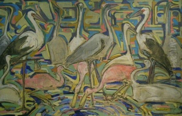 Storks Cranes And Flamingos by Elmer Livingston Macrae