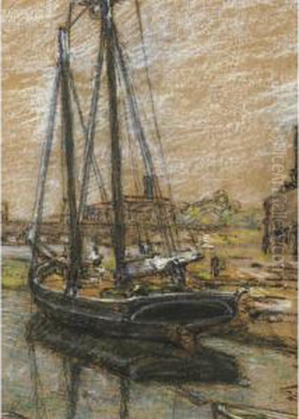 Cos Cob Harbor Oil Painting by Elmer Livingston Macrae