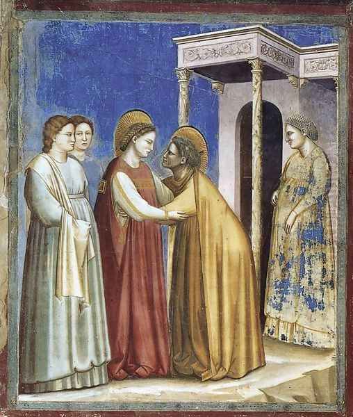 No. 16 Scenes from the Life of the Virgin- 7. Visitation 1306 Oil Painting by Giotto Di Bondone