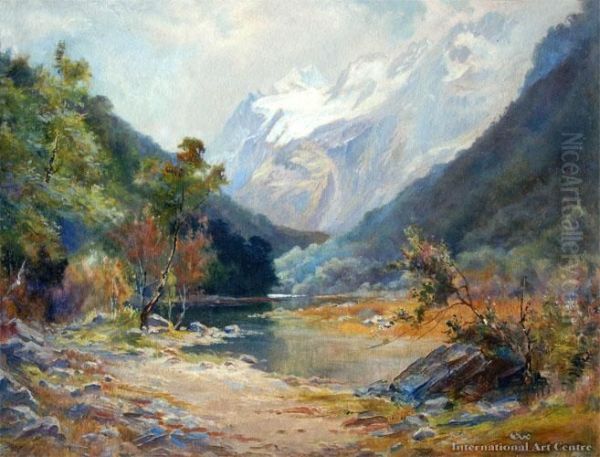 The Routeburn Valley Oil Painting by John Mcintosh Madden