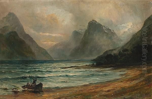 Mitre Peak, Milford Sound, New Zealand Oil Painting by John Mcintosh Madden