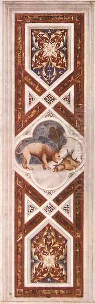 The Lion Recalls the Cubs to Life (on the decorative band) 1304-06 Oil Painting by Giotto Di Bondone