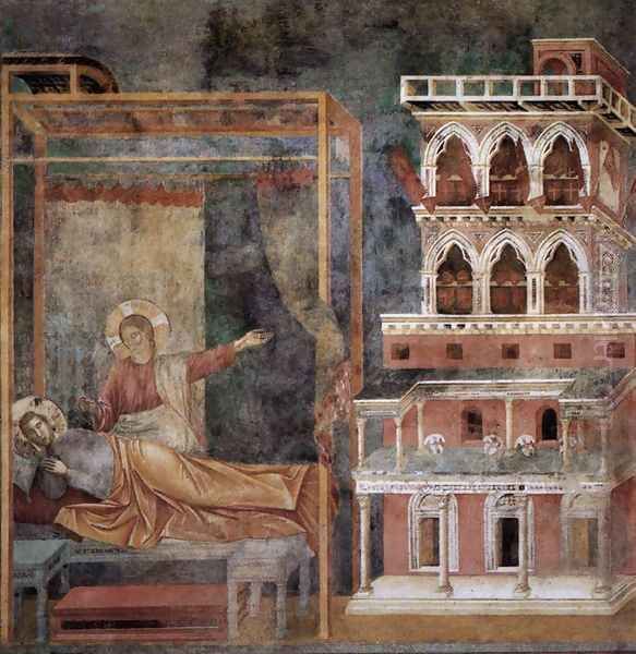 Legend of St Francis- 3. Dream of the Palace 1297-99 Oil Painting by Giotto Di Bondone