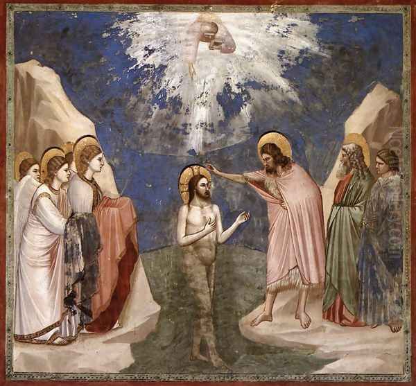 No. 23 Scenes from the Life of Christ- 7. Baptism of Christ 1304-06 Oil Painting by Giotto Di Bondone