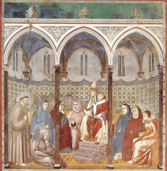 Legend of St Francis- 17. St Francis Preaching before Honorius III 1297-1300 Oil Painting by Giotto Di Bondone