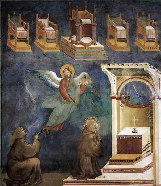 Legend of St Francis- 9. Vision of the Thrones 1297-99 Oil Painting by Giotto Di Bondone