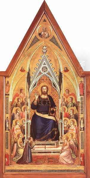 The Stefaneschi Triptych- Christ Enthroned c. 1330 Oil Painting by Giotto Di Bondone