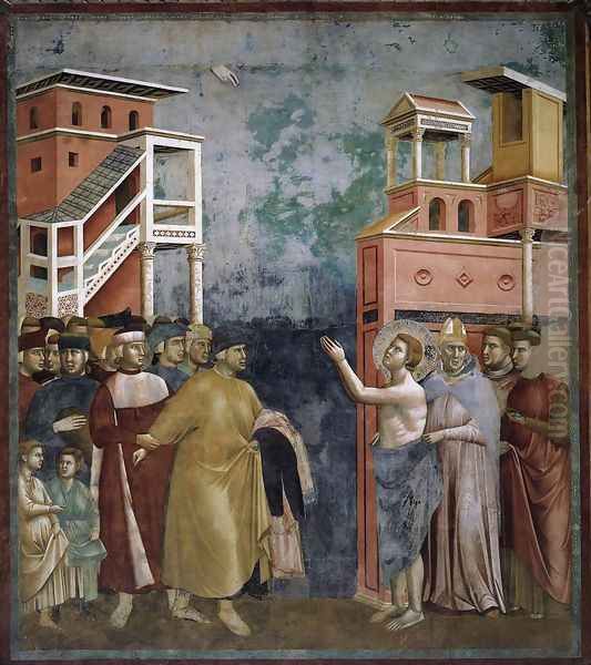 Legend of St Francis- 5. Renunciation of Wordly Goods 1297-99 Oil Painting by Giotto Di Bondone