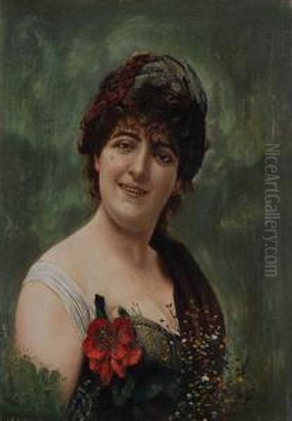 Gentildonna In Veste Di Flora Oil Painting by Adrien Jean Madyol Madiol