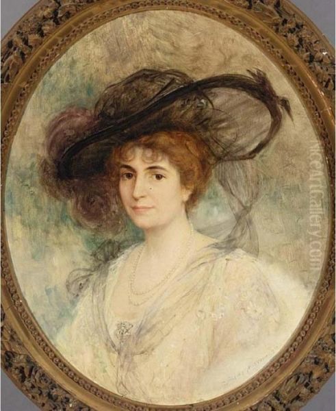 Portrait Of A Lady With A Hat Oil Painting by Jacques, Jakob Madiol