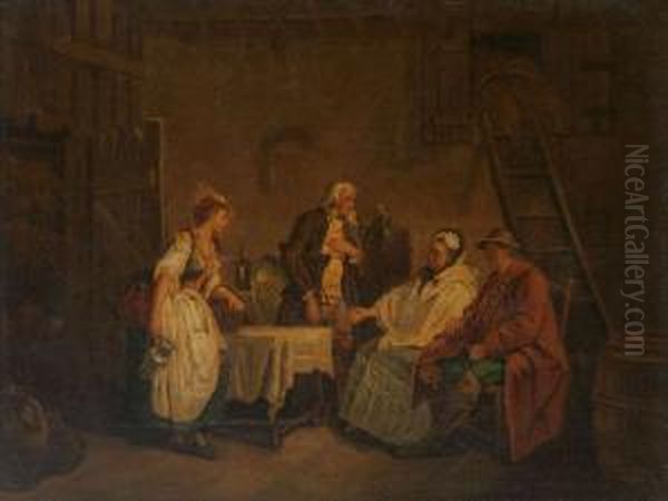 Familiebezoek Oil Painting by Jean-Baptiste Madou