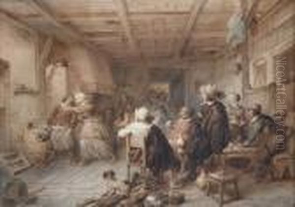 Herbergtafereel - Scene D'auberge Oil Painting by Jean-Baptiste Madou