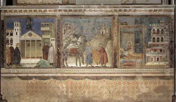 Legend of St Francis- Scenes Nos. 1-3 1297-99 Oil Painting by Giotto Di Bondone