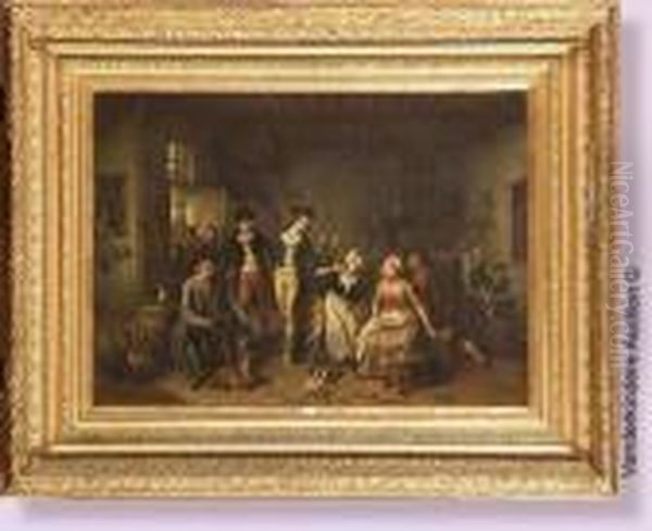 Scene Galante Dans Una Auberge Oil Painting by Jean-Baptiste Madou