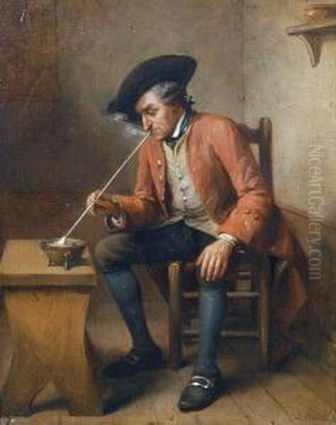 The Pipe Smoker Oil Painting by Jean-Baptiste Madou