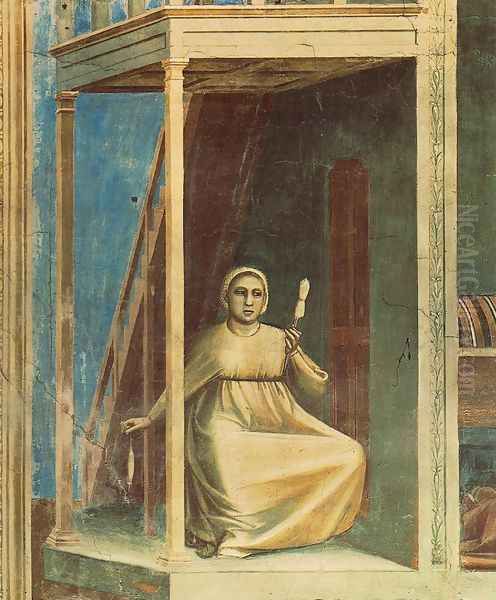 No. 3 Scenes from the Life of Joachim- 3. Annunciation to St Anne (detail) 1304 Oil Painting by Giotto Di Bondone