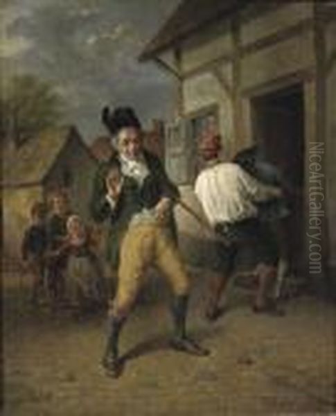 The Bibulous Schoolmaster Oil Painting by Jean-Baptiste Madou