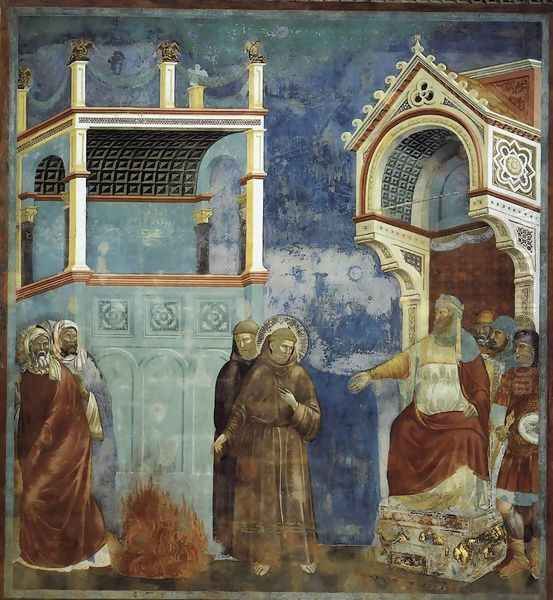 Legend of St Francis- 11. St Francis before the Sultan (Trial by Fire) 1297-1300 Oil Painting by Giotto Di Bondone