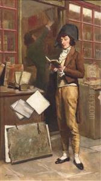 At The Bookshop Oil Painting by Jean-Baptiste Madou