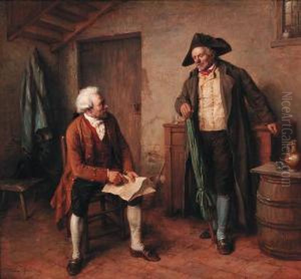 Village Politics Oil Painting by Jean-Baptiste Madou