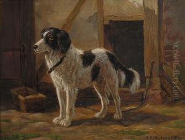 Chien Oil Painting by Andreas Peter Madsen