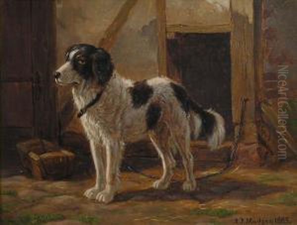 Chien Oil Painting by Andreas Peter Madsen