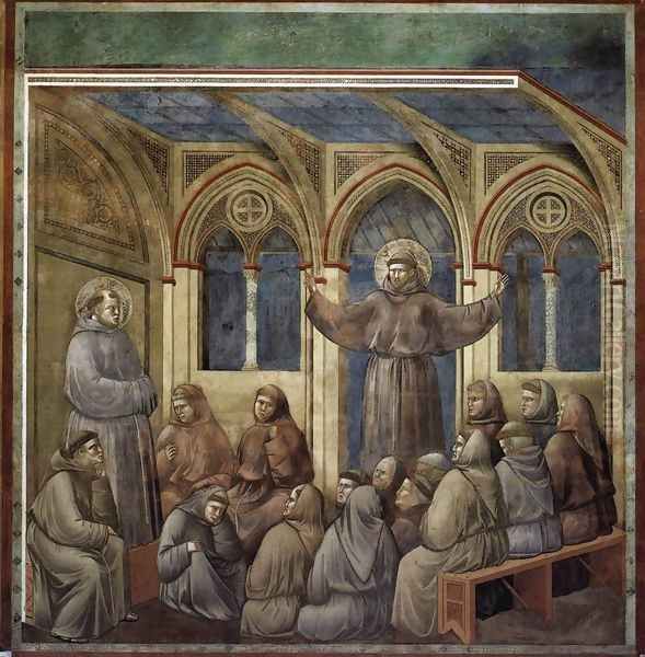 Legend of St Francis- 18. Apparition at Arles 1297-1300 2 Oil Painting by Giotto Di Bondone