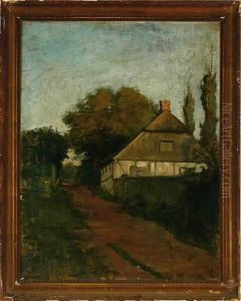 The Old Stable At Albertinelyst Farm, Denmark Oil Painting by Karl Madsen