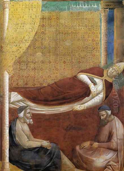 Legend of St Francis- 6. Dream of Innocent III (detail 2) 1297-99 Oil Painting by Giotto Di Bondone