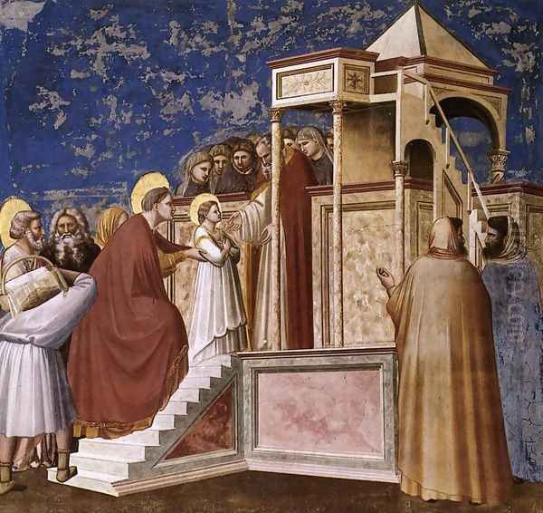 No. 8 Scenes from the Life of the Virgin- 2. Presentation of the Virgin in the Temple 1304 Oil Painting by Giotto Di Bondone