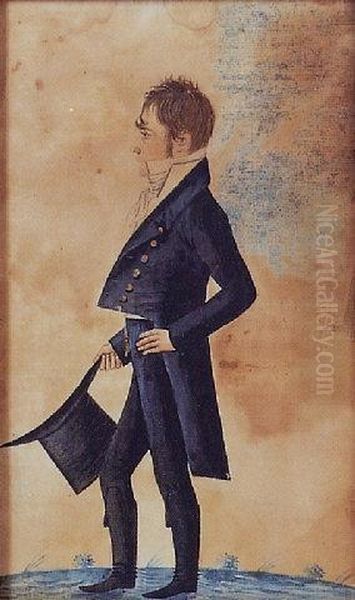 Tousled-hair Gentleman With Top Hat And Tassled Boots Oil Painting by Jacob Maentel