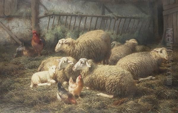 Schapen, (sheep) Oil Painting by Eugene Remy Maes